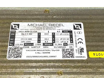 Used Michael Riedel DRUL 8000 UL-CSA Transformers Michigan US | Maverick Industrial Sales #1397467