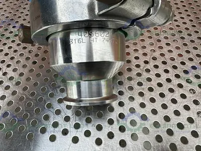 USED PICK HEATERS STAINLESS STEEL CHECK VALVE W/ 1.5" SANITARY FITTING