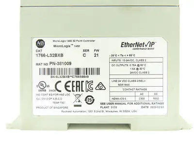 Allen Bradley 1766-L32BXB MicroLogix 1400 Controller Module 32 Point Ser C FW 21