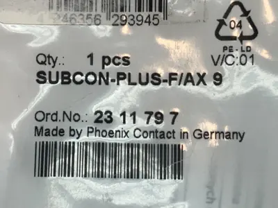 NEW PHOENIX CONTACT D-SUB BUS CONNECTOR 9-POS FEMALE 2311797