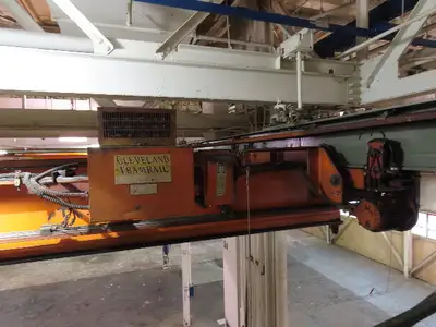 Cleveland Tramrail P&H 11 Ton Double Girder Underhung Bridge Crane 34' 10" Span