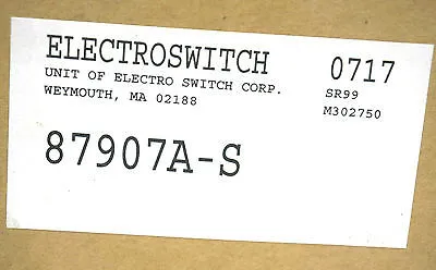 NEW ELECTROSWITCH 87907A-S SERIES 24 ROTARTY 87907AS