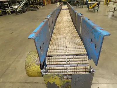 New London Engineering 7.5"x12' Plastic Roller Belt Accumulating Conveyor 30 FPM