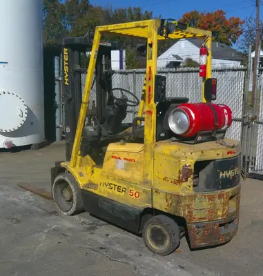 SPC9265  Forklift 4800 lbs. Hyster propane forklift model S50XM, cushion tires, 189" lift height