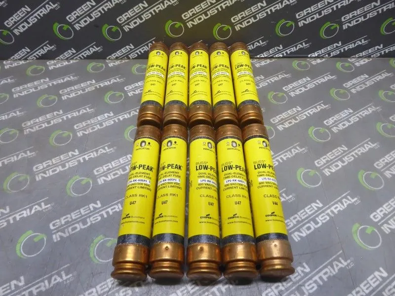 Lot of 10 Cooper Bussmann LPS-RK-60SPI Low Peak Time-Delay Fuses 600VAC Used