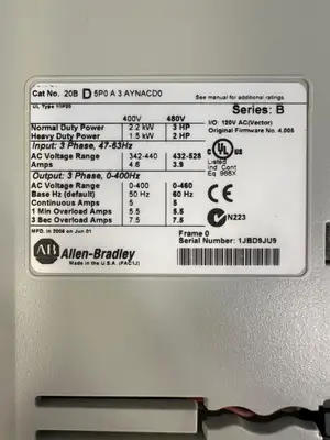 Used Allen-Bradley 20BD5P0A3AYNACD0 Variable Speed Drives | Palmetto Automation #1149275