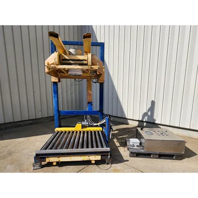 Used Flexicon Rear Post Bulk Bag Filler with powered roller conveyor