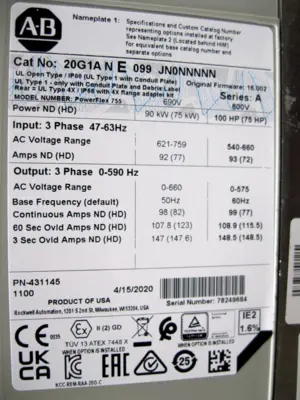 USED Allen-Bradley 20G1ANE099JN0NNNNN