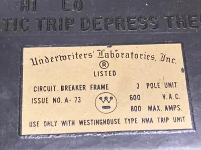 USED WESTINGHOUSE MA3800F