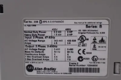 NEW ALLEN BRADLEY POWERFLEX 700 20BD5P0A0AYNAND0 480V 3 HP  #1858A