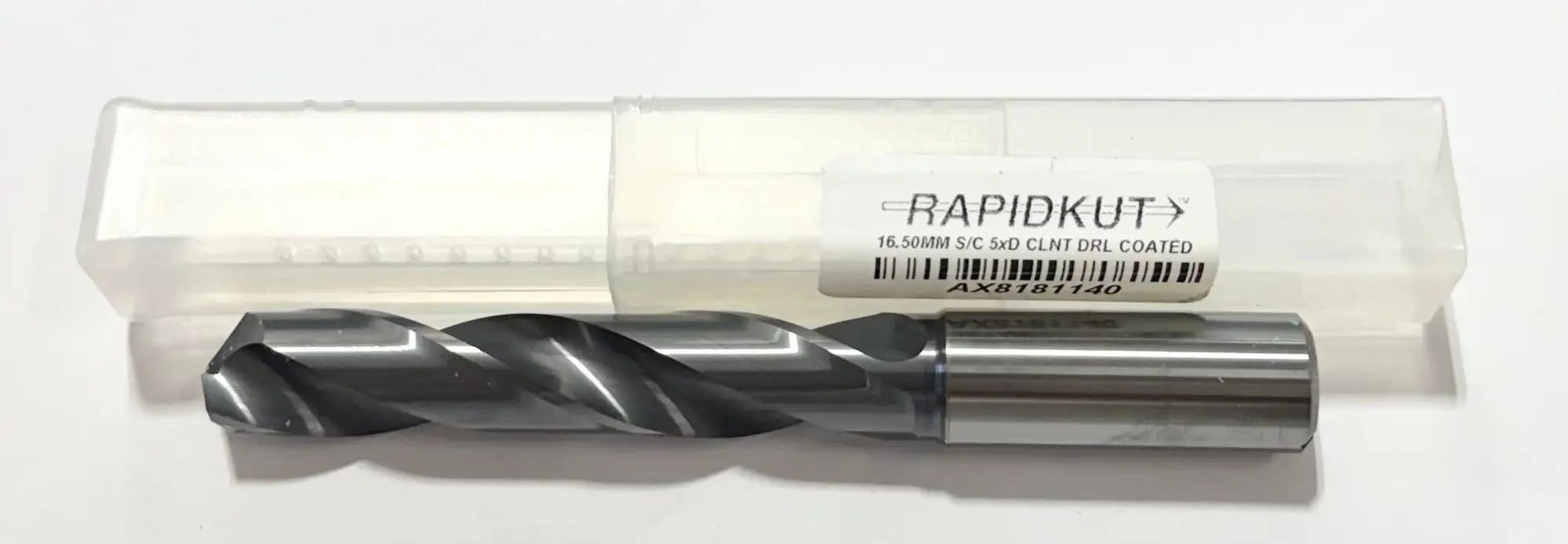 RapidKut 16.5mm Solid Carbide Drill 5xD Coolant Thru TiAlN Coated 2FL