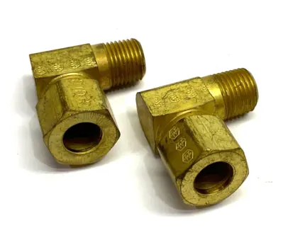 None | Brass Elbow Compression Fitting 8mm OD Tube to 7/16-20 NPT Male Thread LOT OF 2 - New Other
