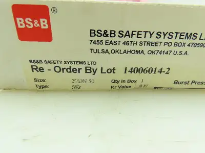 BS&B Safety Systems 1136239; VD-V-18 Rupture Disk 2" Type SKR 142 PSIG @ 72°F