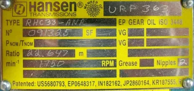 NEW BROOK HANSEN RHC33-ANR GEAR REDUCER 22.647:1 URP363 091325 RHC33ANR