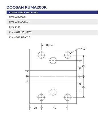Doosan 45 mm x 72mm 1.5" Boring Bar Holder Static Puma 200K Lynx