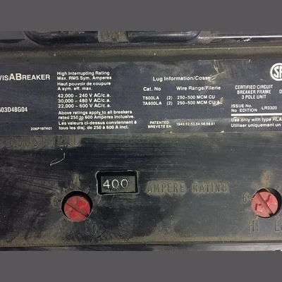 Westinghouse 3 Pole 600 Amp LA Frame Breaker