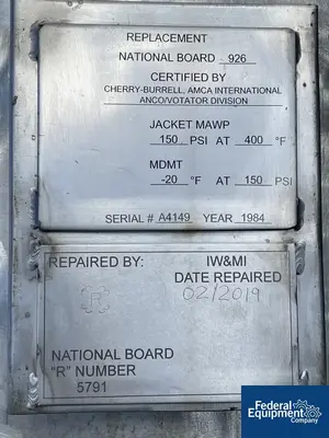 USED Votator 158 Sq Ft Votator Wiped Film Evaporator, 304 S/S