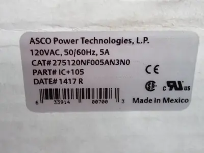 USED ASCO POWER TECHNOLOGIES 275120NF005AN3NO