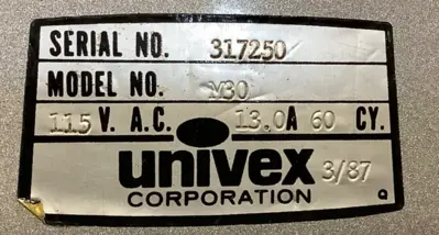 152-0692 Univex 30 Quart Mixer w Bowl and Hook