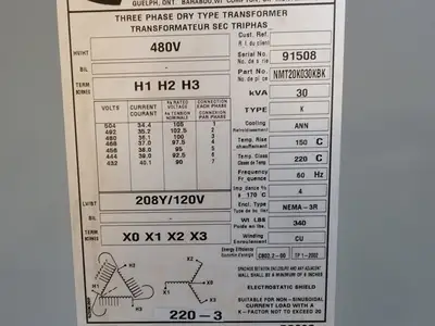 Used HAMMOND POWER SOLUTIONS INC. NMT20K030KBK Transformers British Columbia CA | Lenmark #477572