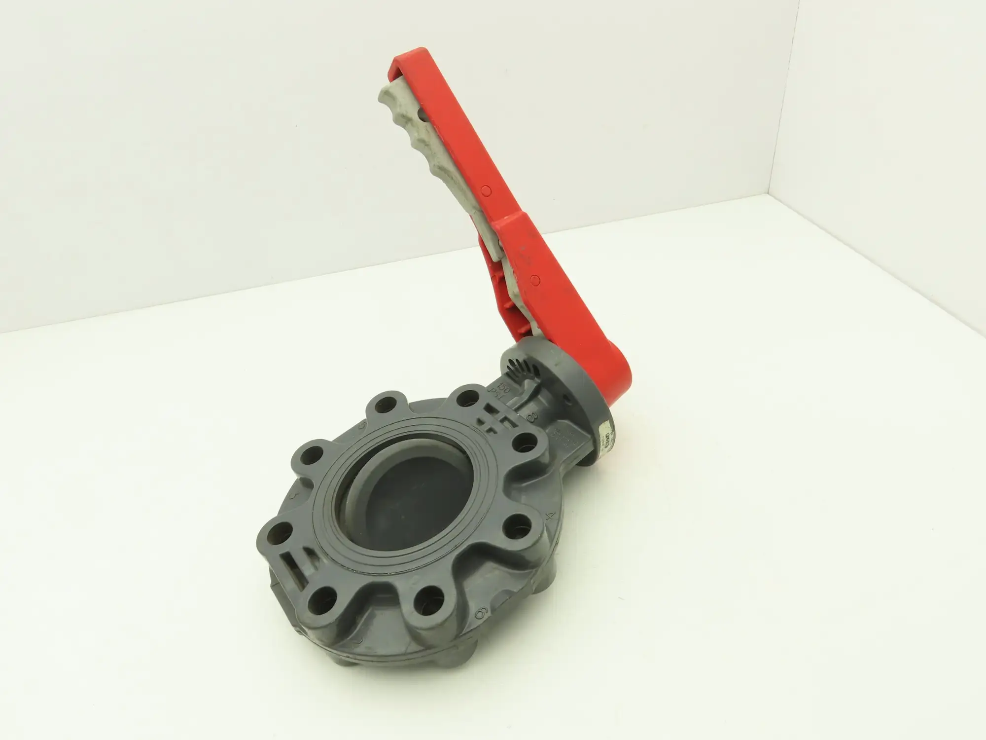 Spears 4" CPVC Butterfly Valve PVC Disc 8-Bolt w/Handle 150psi