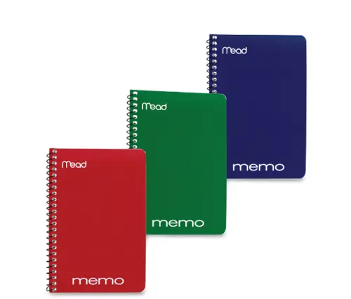Mead Wirebound Side-Opening Memo Book, College Ruled, 40 Sheets