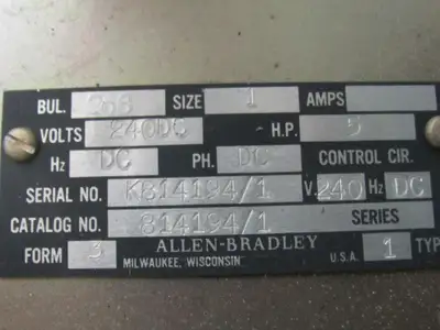 A-B Allen Bradley Cat. 814194/1 Bul. 268 Vintage 5hp 240VDC Motor Control