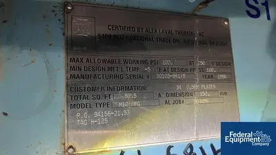 NEW Alfa Laval 80.5 Sq Ft Alfa Laval Plate Heat Exchanger, S/S, 100#