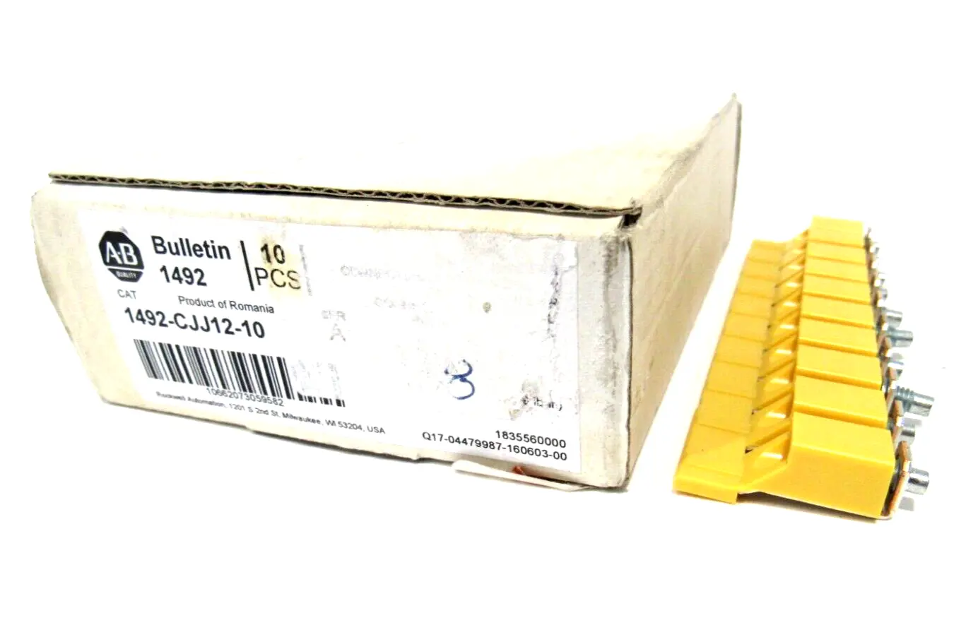 BOX OF 10 NEW ALLEN BRADLEY 1492-CJJ12-10 CENTER JUMPERS SER.A 1492CJJ1210