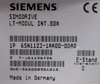 USED SIEMENS 6SN1123-1AA00-0DA0 SIMODRIVE LT-MODULE VER.C 6SN11231AA000DA0