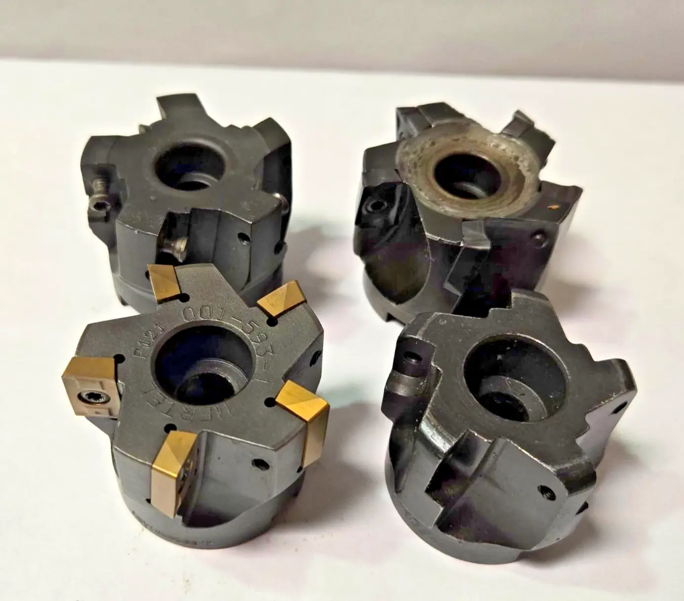 Lot of 4 FACE MILL 2" indexable Milling Cutter Carbide Inserts