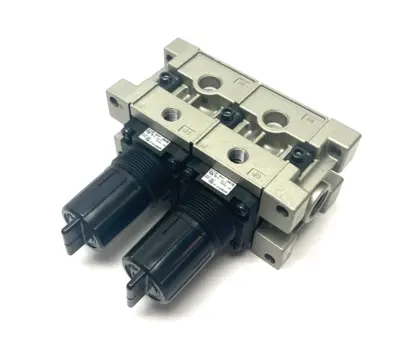 USED SMC DUAL-REGULATOR MODULAR MANIFOLD 1/4" NPT