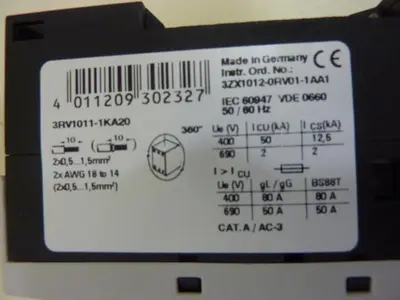USED SIEMENS 3RV1 011-1KA20