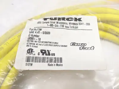 New | in-Stock Turck WKE 4.4T-5/S600,U0901-18 Misc Electrical & Power Parts Michigan US | Maverick Industrial Sales #1396773
