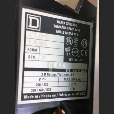 Square D Size 0 Explosion Proof Manual Motor Starter