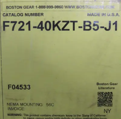 NEW BOSTON GEAR F721-40KZT-B5-J1 GEAR REDUCER 40:1 F72140KZTB5J1