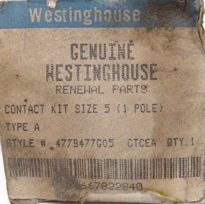 NEW WESTINGHOUSE 477B477G05 CONTACT KIT TYPE A 1 POLE SIZE 5