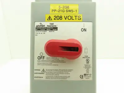 Leviton 460MF7W Fused Mechanical Disconnect 480V 3PH 60A Type 3R, 4X, 12K, IP67