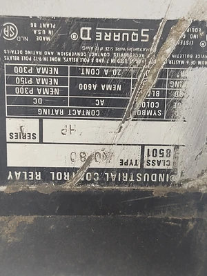 🔥Square D Class 8501 Type X Industrial Control Relay, Coil Rating 24V/60