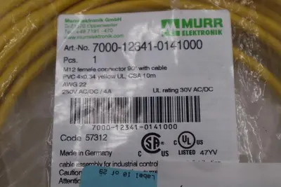 NEW MURR ELEKTRONIK 7000-12341-0141000 CABLE STOCK 4900