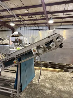 FOOD PROCESS AUTOMATION 48IN WIDE BELT INCLINE CONVEYOR WITH LOMA METAL DETECTOR