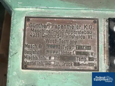 USED Papenmeier 8 Liter Papenmeier High Intensity Mixer, Model TGAHK8, 3 KW