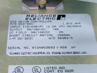 NEW RELIANCE ELECTRIC DC2-52U