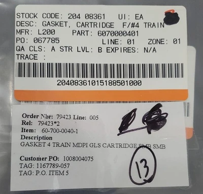 *NEW* LOT OF 13 GPU Nuclear 60-700-0040-1 Gasket 4 Train MDPI GLS Cartridge SMB