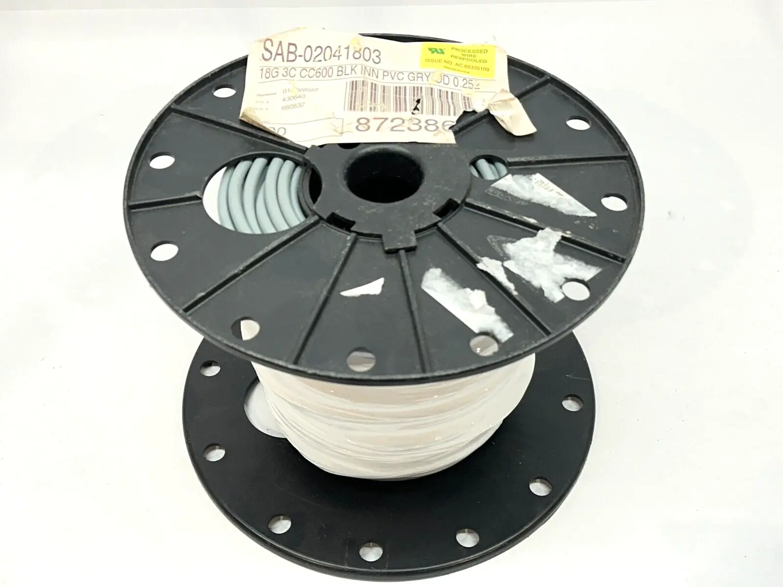2041803 | SAB  Control Cable 18G 3C CC600 BLK INN PVC GRY OD 0.252 200ft Spool - New
