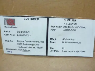 NEW SWAGELOK SS-8-VCR-61