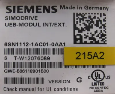 USED SIEMENS 6SN1112-1AC01-0AA1 DRIVE VER.G 6SN11121AC010AA1
