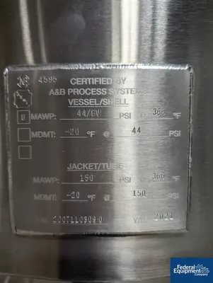 USED A&M Process 500 Liter A&B Process Receiver Tank, 316 S/S, 44/150#