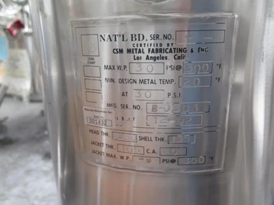 CSM Stainless Steel Portable Jacketed Vessel Tank Fermentation