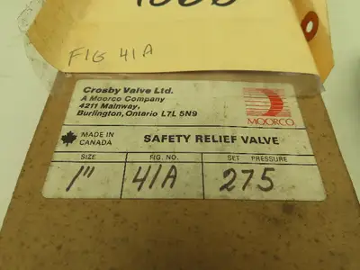 Crosby 41A Pressure Relief Valve 1" NPT 275 PSI  1693 SCFM